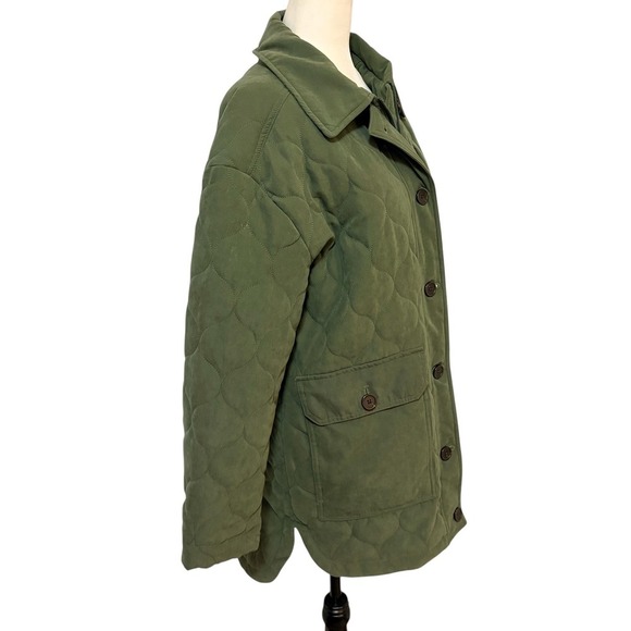 Ricki's Olive Green Quilted Barn Coat‎ Size Medium Jacket Button Down - Picture 9 of 12